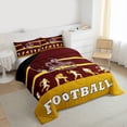 thumbnail image 4 of Feelyou Cartoon Rugby Athlete Bedding Comforter Set, Brown Gold Stripe Line Twin Comforter Sets, Est Sleep Sports Soccer Reversible Bedding Set, Lightweight Room Decor, 2pcs, 4 of 9