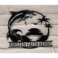 thumbnail image 2 of Craftnamesign Personalized Dolphin Palm Tree Beach House Sunset Metal Sign LED Lights, Beach Decor, 2 of 5