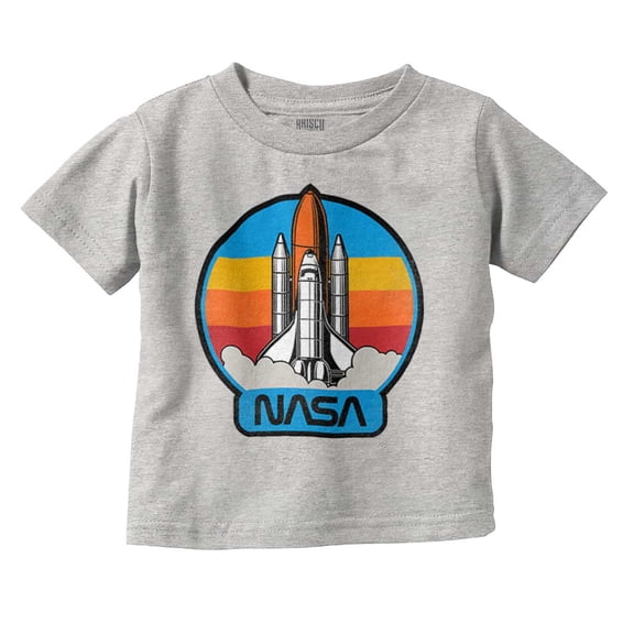 Retro NASA Worm Logo Rocket Launch Toddler Boy Girl T Shirt Infant Toddler Brisco Brands 7T