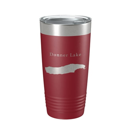 

Donner Lake Map Tumbler Travel Mug Insulated Laser Engraved Coffee Cup California 20 oz Maroon