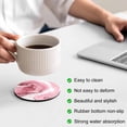 thumbnail image 3 of Pink Marble Coasters Set of 6, Absorbent Coasters for Drinks, Summer Ocean Wave Red Ombre Coaster for Desk Coffee Table Protection, Home Decor House Warming Gifts 4", 3 of 8