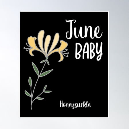 Born In June Honeysuckle Birthday Birth Month Flower Poster Wall Art, Modern Wall Decor For Living Room Bedroom, 8x12 UNFRAMED