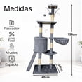thumbnail image 2 of Árbol para Gatos, Torre de Actividades de Varios Niveles, Torre Árbol Rascador para Gatos con Escaleras, Casa para Gatos, Juguete Colgante, Ahorro de Espacio para Gatos Activos Ideal (Gris), 2 of 7
