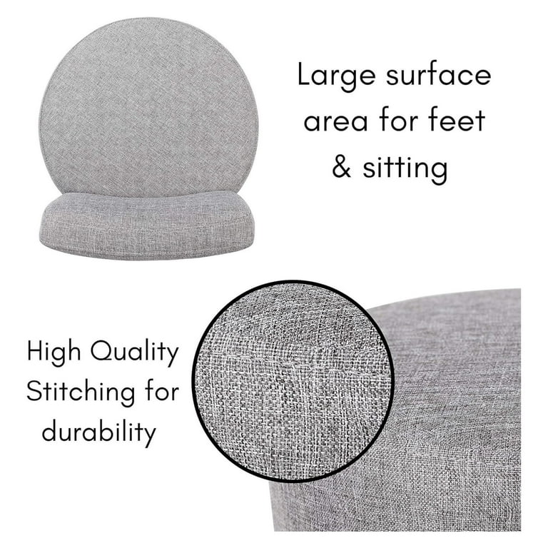 ZRQarq Grey Linen Chair with Back - Small - Soft Compact Round