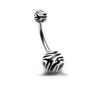 Surgical Steel Belly Bars Zebra Sexy Belly Button Navel Ring Body Piercing with Surgical Steel Bar Non Dangle 14 Gauge 7/16
