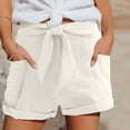 thumbnail image 2 of DHFJKG Women Summer Cotton Shorts Lightweight High Waisted Casual Elastic Waist Beach Shorts With Pockets Loose Fit Trendy Bottoms, 2 of 5