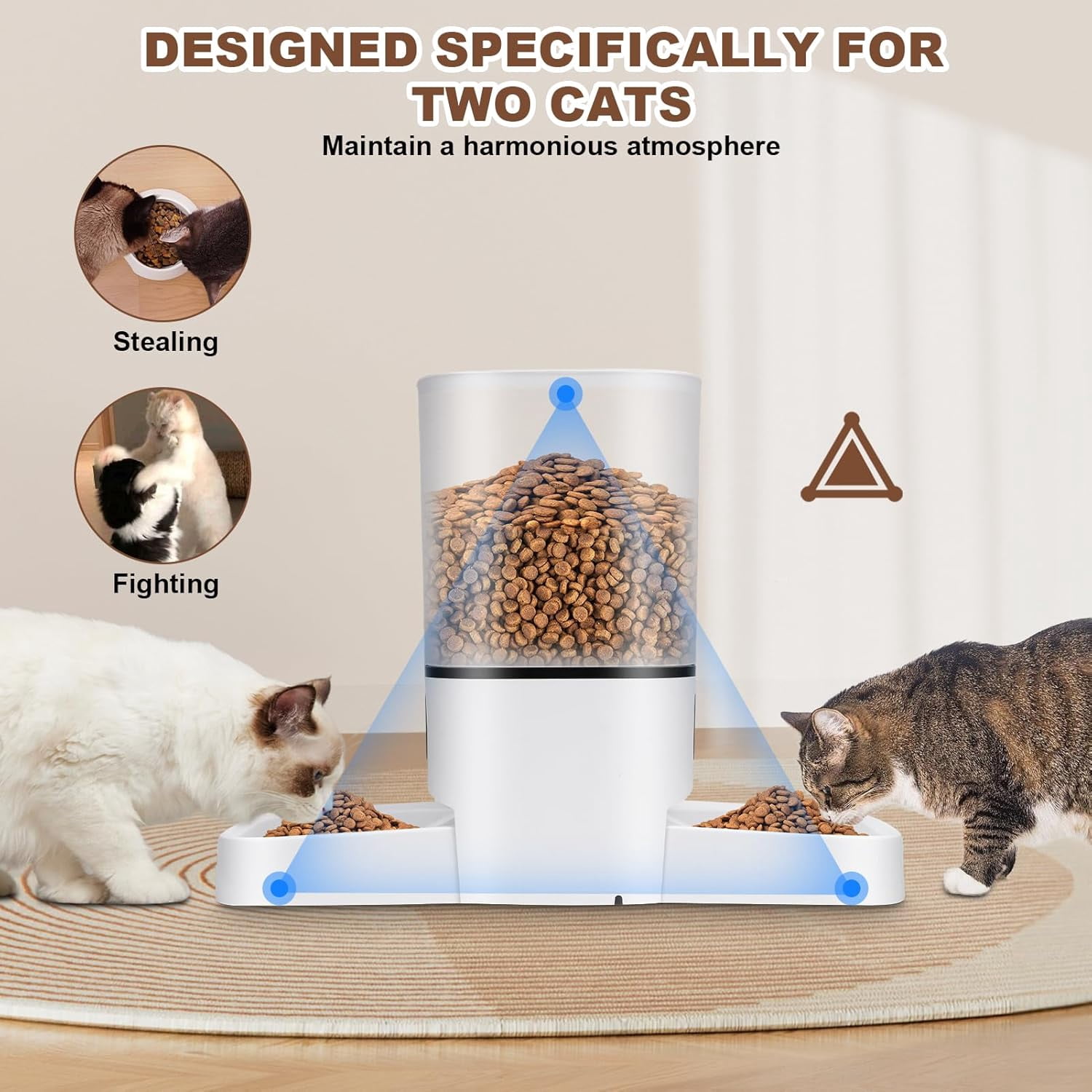 6L Automatic Cat Feeder for 2 Cats with Smart APP Control and Dual Bowls