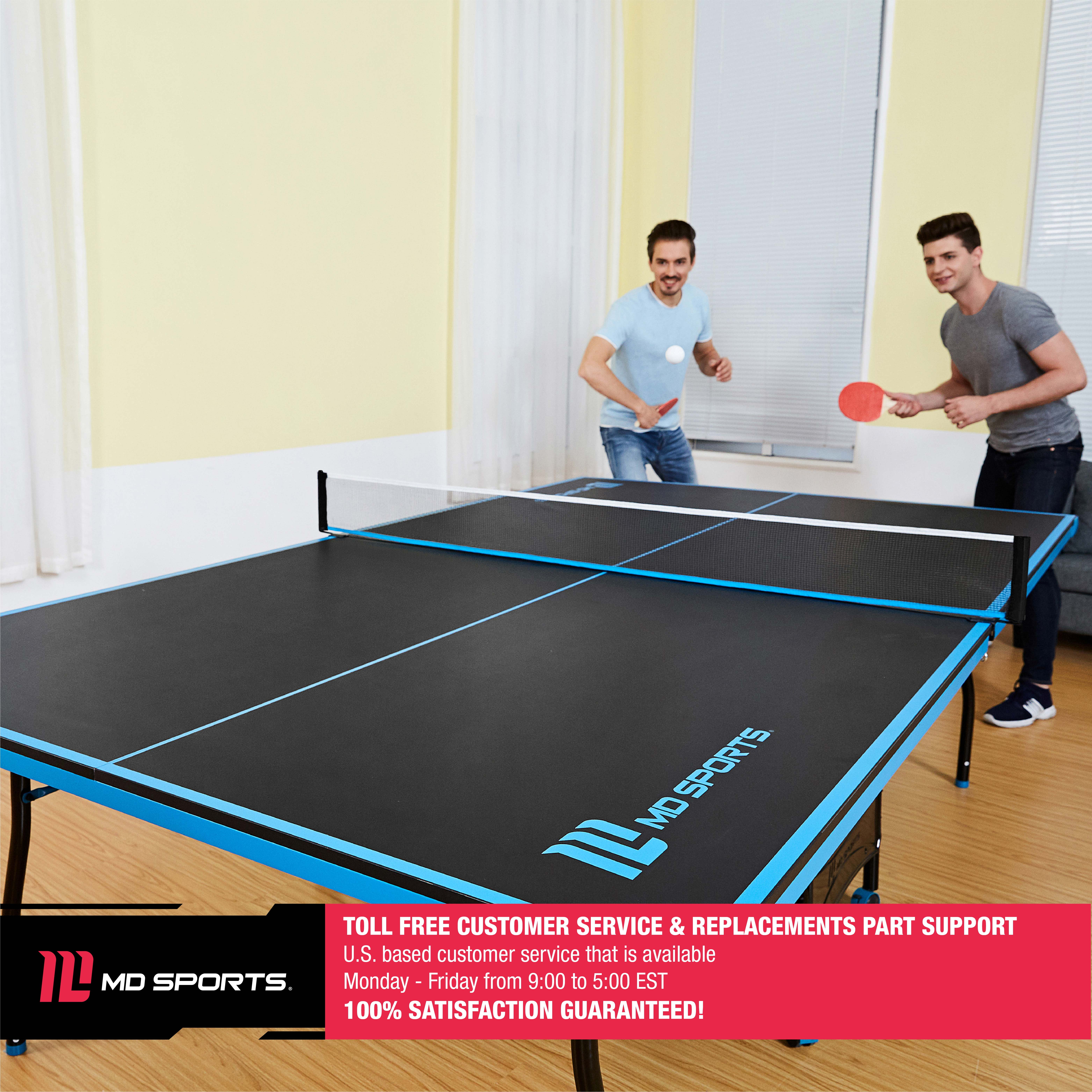 MD Sports Black/Blue/White Official Size Table Tennis Table 