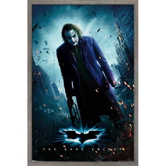 DC Comics Movie - The Dark Knight - The Joker - One Sheet Wall Poster, 22.375" x 34" Framed