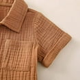 thumbnail image 3 of Seyurigaoka Toddler Baby Boys Summer Solid Shorts Outfits Infant Boys Short Sleeve Lapel Button Down Shirt Tops and Short Pants Set Casual Clothes 2Pcs 0-3T, 3 of 7