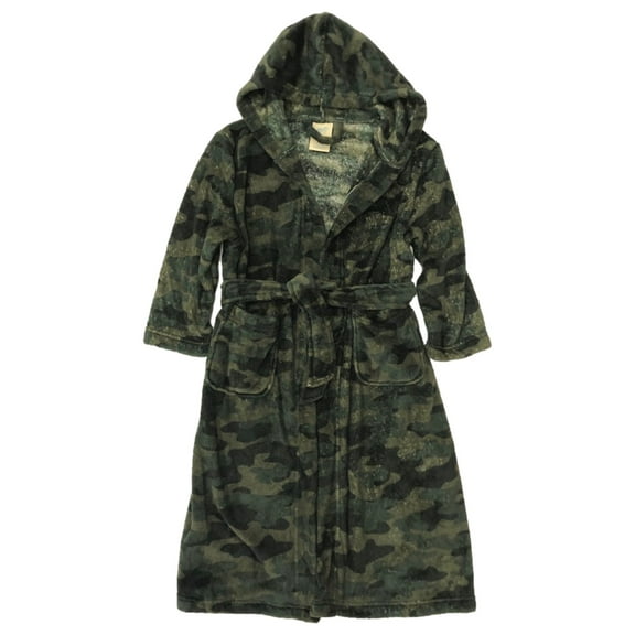 Boys Plush Green Camo Camouflage Bath Robe House Coat XX-Small (4-5)
