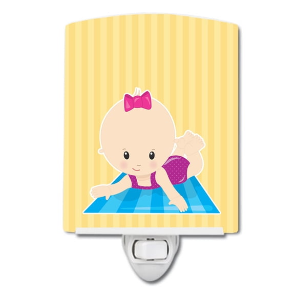 Caroline's Treasures BB8657CNL Beach Baby Girl on Mat Ceramic Night Light, 6x4x3", multicolor