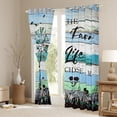 thumbnail image 3 of Homewish Wooden Plank Teens Curtains Pack of 2 (42x84 Each), Blue Green Lake House Cabin Curtains Blackout, Rustic Farmhouse Bedroom Curtains, Living Room Curtains Decor, 3 of 6