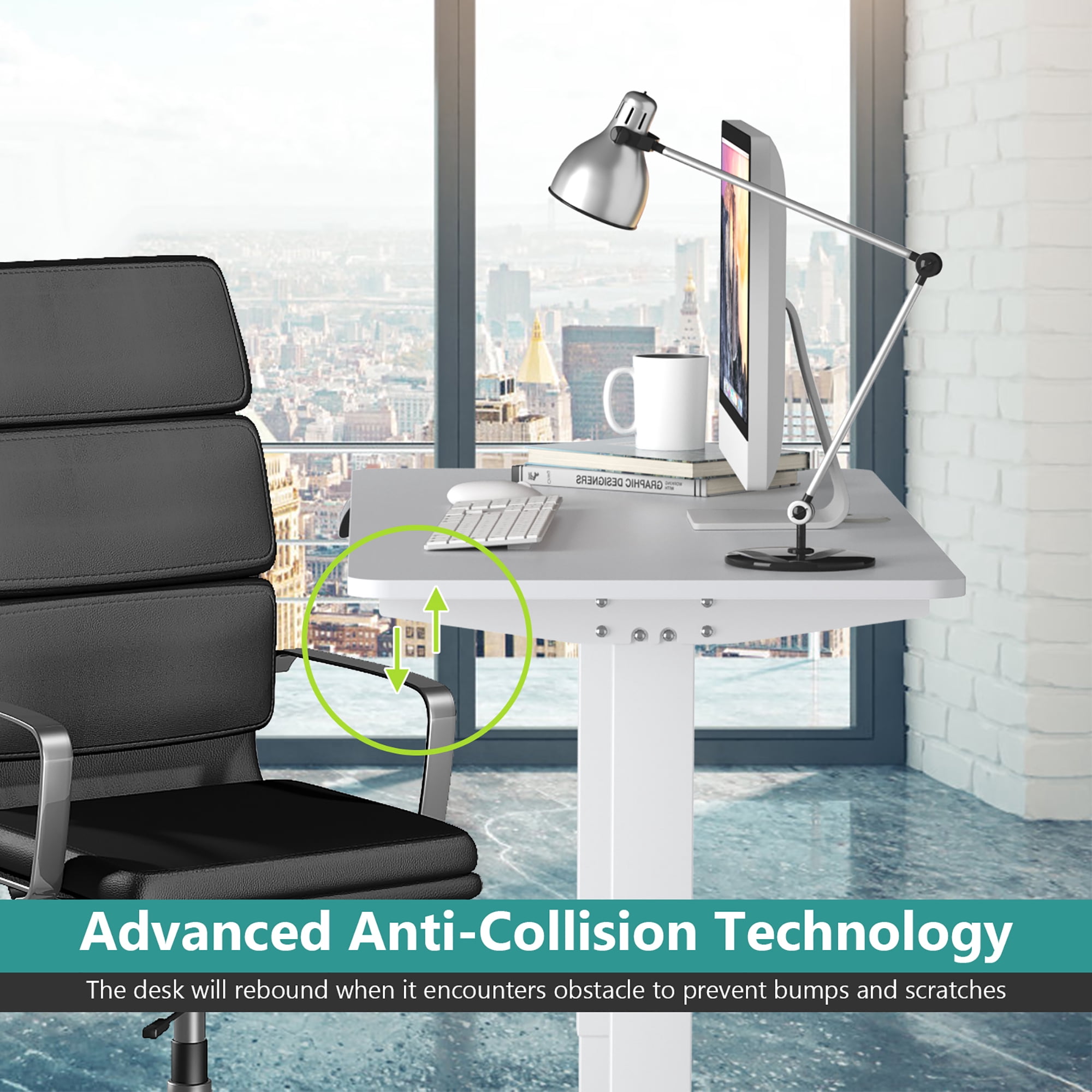 Costway Electric Adjustable Standing Desk Stand up Workstation w/Control White