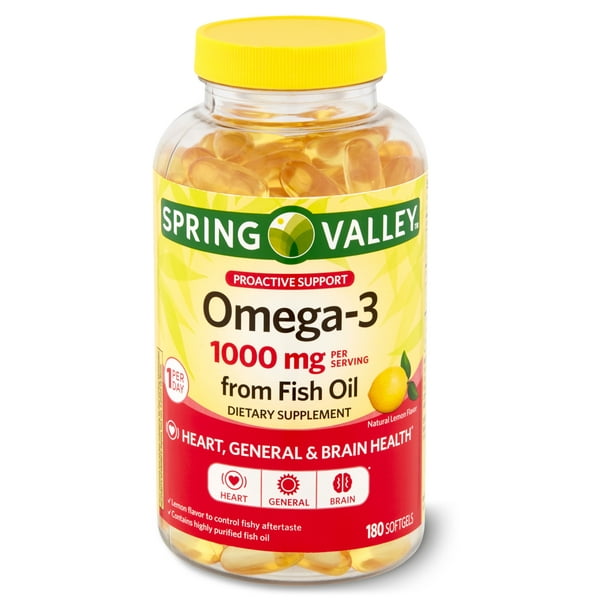 lotus Verstelbaar leef ermee Spring Valley Omega-3 Fish Oil Soft Gels, 1000 mg, 180 Count - Walmart.com
