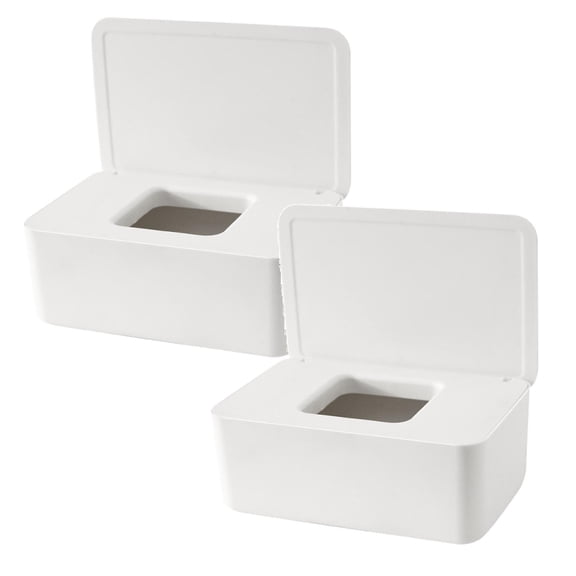 2Pack Baby Wipes Dispenser Wipe Holder For Baby & Adult Keeps Wet Tissue Fresh Wipes Flushable Wipe Container With Sealing Design Lid Storage Containers Home Decor