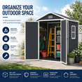 thumbnail image 2 of Shed and Outdoor Storage, 6x4ft Waterproof Resin Shed Lockable, Patio Garden Backyard Storage with Floor & Window & Vents, Sloped Roof Design, 2 of 9