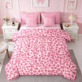 thumbnail image 2 of Erosebridal Leopard Bow Print King Bedding for Girls, Cheetah Animal Spots Girly King Bed in a Bag, Pink Reversible 7pcs, 2 of 6