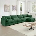 thumbnail image 3 of Newest L-Shaped 4 Seater Sectional Sofa Couch,4-seat Sofa,1 Movable Ottoman, Crescent-shaped Armrests,Wraparound Back & Armrest Cushions, ,Chenille Green, 3 of 19
