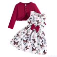 thumbnail image 2 of Fozruso Cute Clothing Sets Girls Outfits 2 Piece Set Toddler Dresses With Jacket Casual Outfits For Girls Fashion Sleeveless Dress And Cardigan Two Piece Outfit Sizes 7-8 Years(Red), 2 of 7