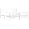 Bed frame with head and footboard metal white 180x200 cm