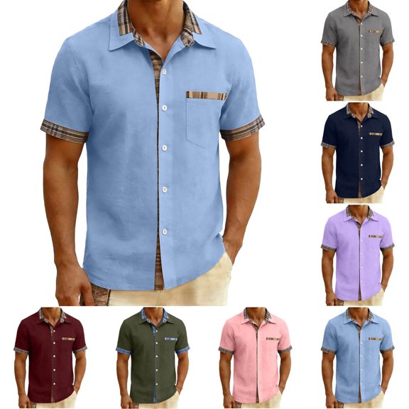 Vetsdori Short Sleeve T-Shirts for Men Pocket Summer Button up Outdoor Fashion Graphic Casual Shirts Mens Shirts Trendy