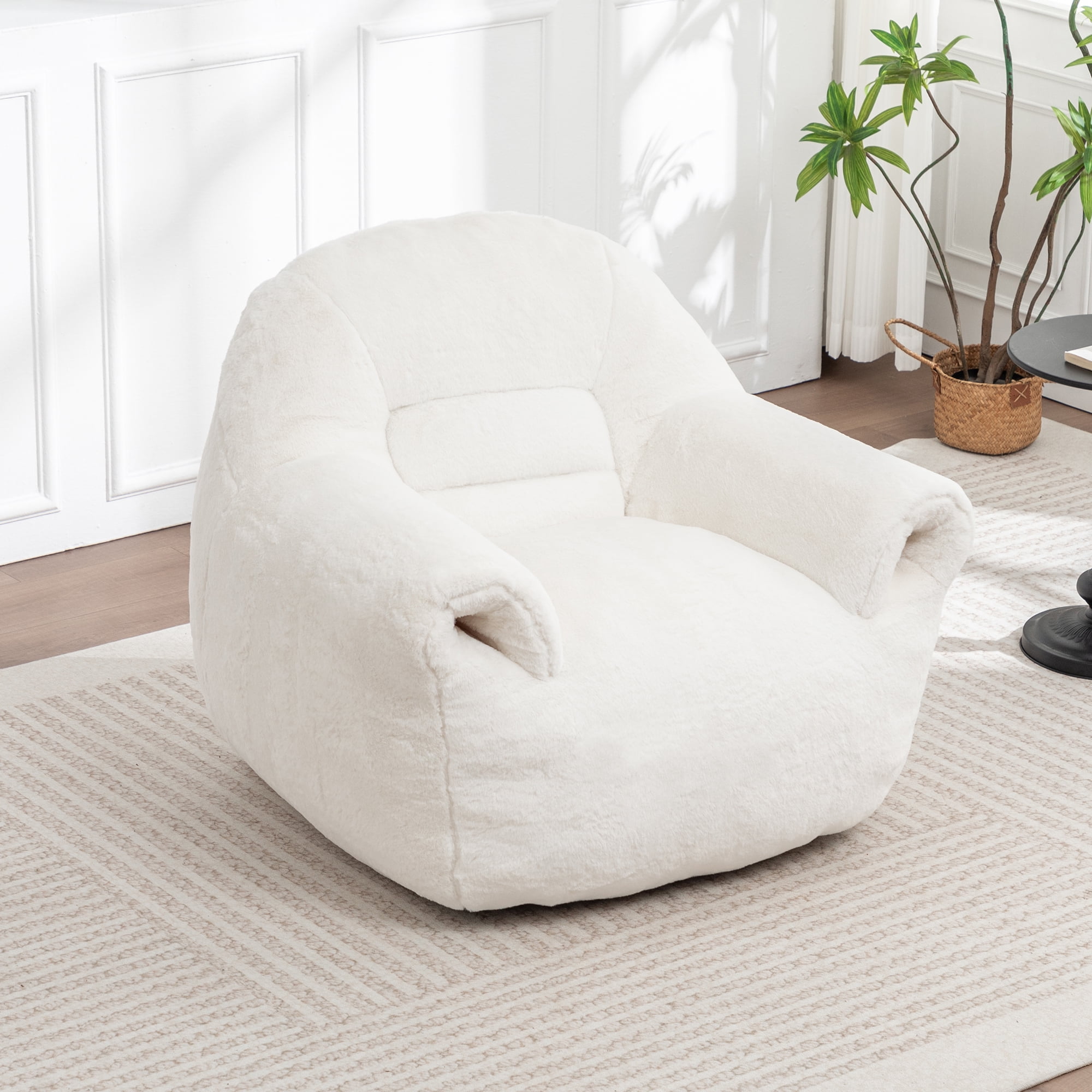Jopath Bean Bag Chair, Comfy Bean Bag Sofa Faux Fur Bean Bag Chair For Adults And Kids, Stuffed Floor Sofa For Living Room, Bedroom, Apartment