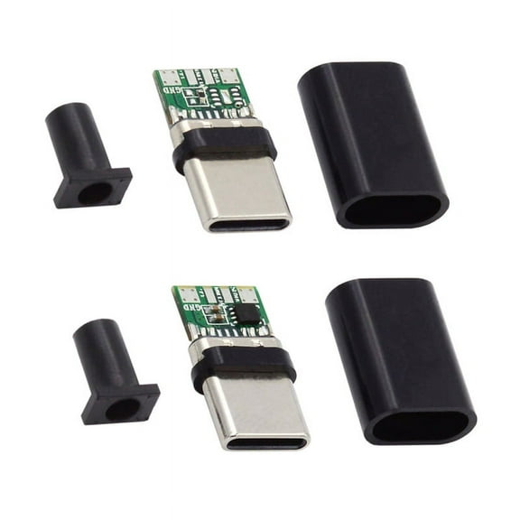 FVH 2sets/lot DIY OEM 24pin Connector Plug USB Type C USB-C Male to USB-C Male 100W PD USB2.0 Data with Housing Cover