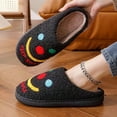 thumbnail image 3 of Smiley Face Plush Slippers, Warm Indoor House Shoes, Unisex, Non-Slip, 3 of 23