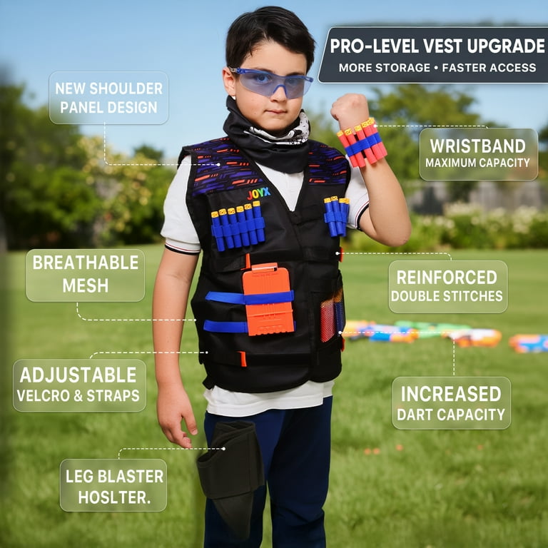 JoyX, Kids Vest Play-set, Foam Darts 40, Compatible with Nerf