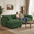 thumbnail image 4 of 110.2" L Shaped Modern Sofa Modular Sectional Cloud Couch with Movable Ottoman, Noelse 3-Seater Comfy Corduroy Deep Seat Sofa with 2 Pillows for Living Room, Bedroom and Apartment, Green, 4 of 9