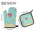 thumbnail image 2 of Yayeee Oven Mitts and Pot Holder Set of 4 Heat Resistant Kitchen Gloves Baking Hot Pad, Blue Beach Pattern, 2 of 5