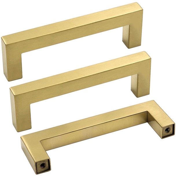 Gold Pulls 15 Pack Brushed Brass Drawer Pulls J12GD102 4 inch
