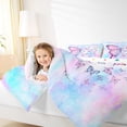 thumbnail image 6 of Manfei Blue Pink Butterfly Bedding Comforter Set, Romantic Dreamy Animal Twin Comforter Sets, Teens Girls Kids Female Reversible Bedding Set, Luxury Bedroom Decor, 2pcs, 6 of 9