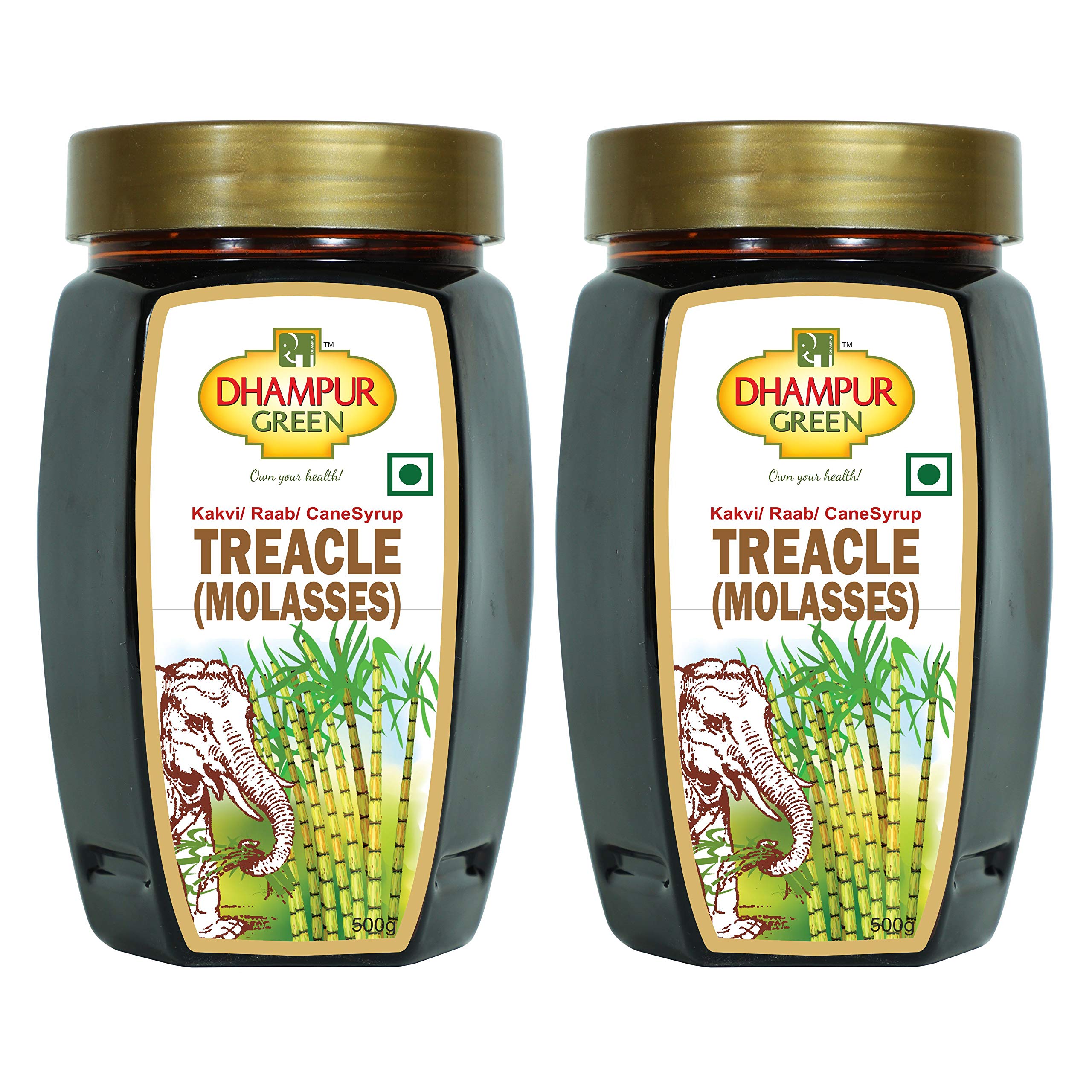 Dhampurgreen Sugarcane Molasses Sheera Kakavi Raab Jaggery Syrup,1 Kg (2x500g)