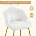 thumbnail image 5 of Yaheetech Modern Velvet Accent Chair with Shell Shaped Backrest & Golden Metal Legs, White, 5 of 5
