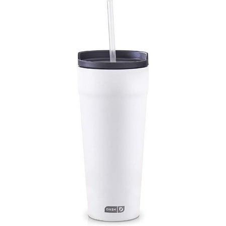 

20oz Tumbler with Spill-Proof Lid and Straw Stainless Steel Vacuum Insulated Coffee Tumbler Cup Double Wall Powder Coated Travel Mug - White