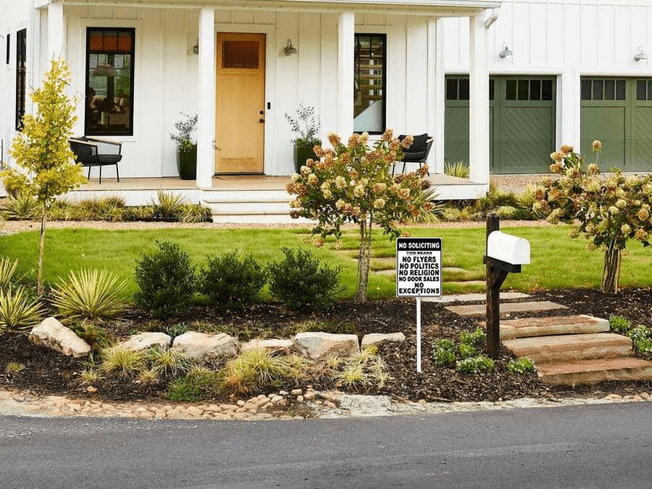 No Soliciting Flyers Politics Religion Door Sales No Exceptions Sign With Metal Stake, 7" x 21.6" Aluminum Yard Sign for Street, Garden Lawn Neighborhoods