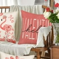 thumbnail image 3 of White and Pink Valentine''s Day Pillow Covers Forever Love Heart Trees Flamingo Rose Floral Hello Valentine Decorative Throw Pillow Cover 20x20 Inch Cotton Linen Cushion Cover for Sofa Couch, 3 of 6