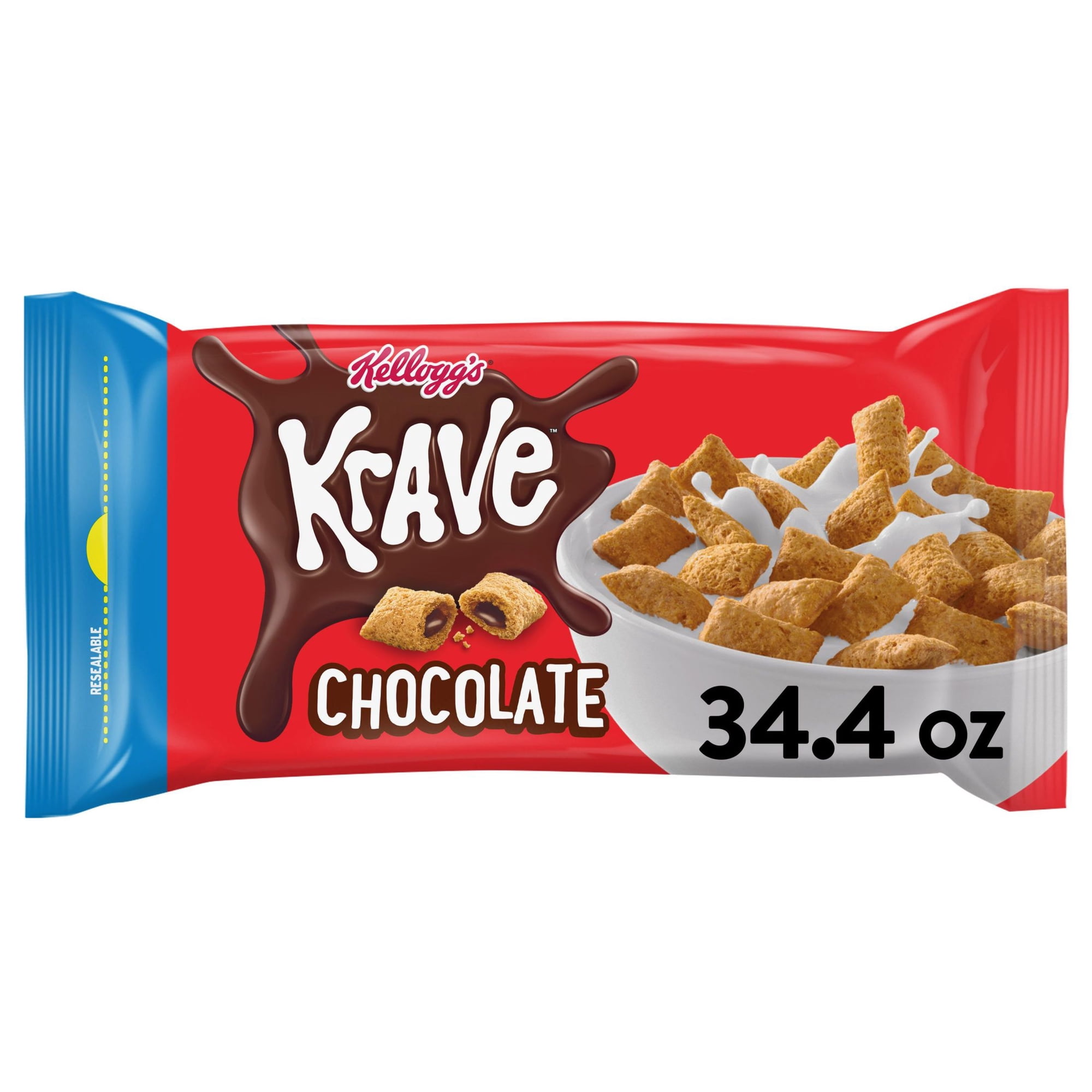 Kellogg's Krave Chocolate Cold Breakfast Cereal, 7 Vitamins and Minerals, 34.4 oz
