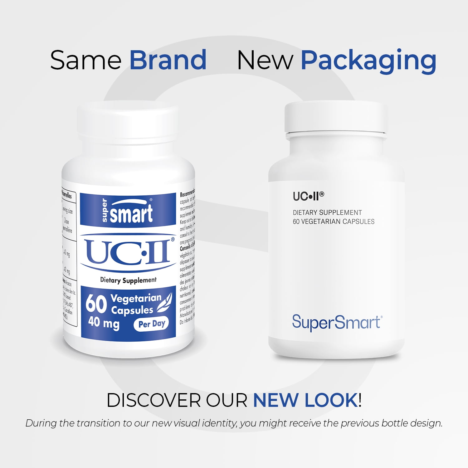 SuperSmart UC II Supplement 40mg per Day (Premium Collagen) - Undenatured Type II Collagen Supplement | Non-GMO & Gluten Free - 60 Vegetarian Capsules