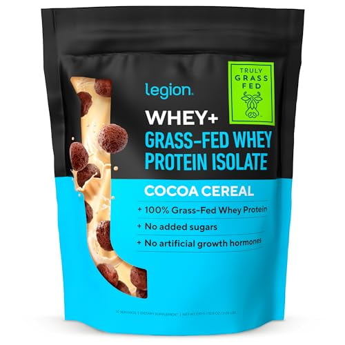 LEGION Whey+ Proteína Aislada de Suero de Vacas Alimentadas con Pasto - Proteína de Suero en Polvo Aislado Bajo en Calorías, Sin OGM, Sin Azúcar, Lactosa y Sin Gluten, Proteína en Polvo Totalmente Nat