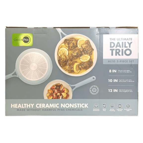 GreenPan Alto 8in 10in 12in Ceramic Nonstick Fry Pan Set, Set of 3