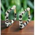 thumbnail image 3 of Clip on 1 1/2" gold, black, white animal print PU leather square earrings, 3 of 4