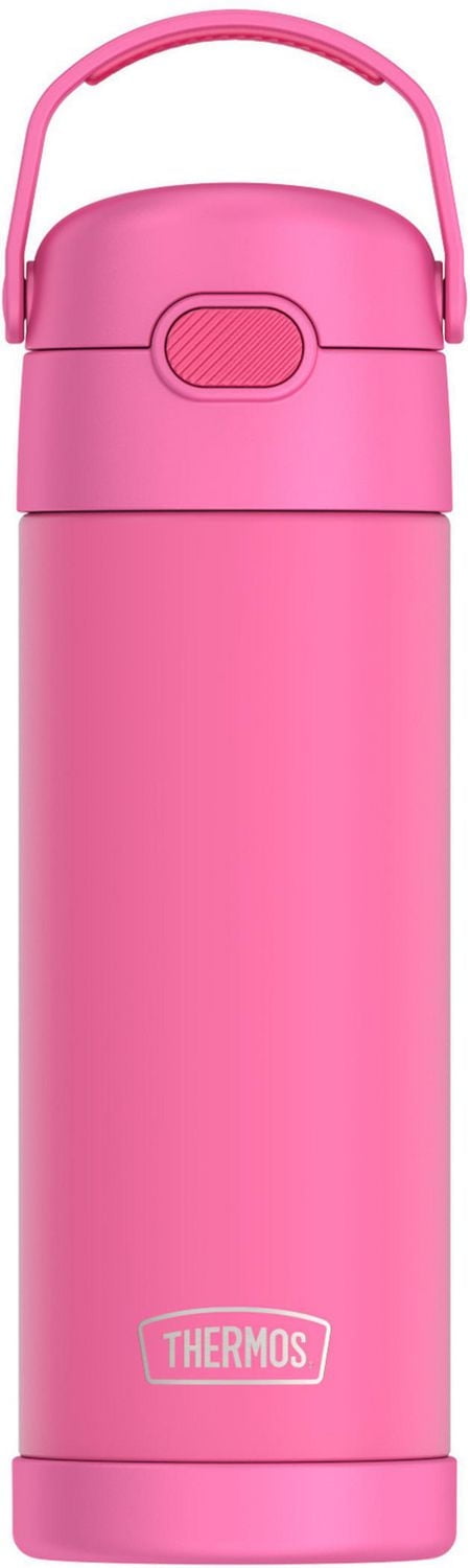 Thermos Kids Bouteille d'eau isotherme en acier inoxydable avec bec verseur et couvercle, 29,5 ml, rose vif Bouteille de 16 onces