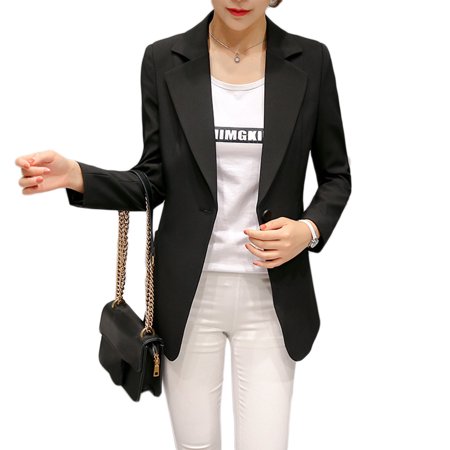 

TINYSOME Women Slim Long Sleeve for Jacket Single Button Solid Color Pocket Lapel for Bla