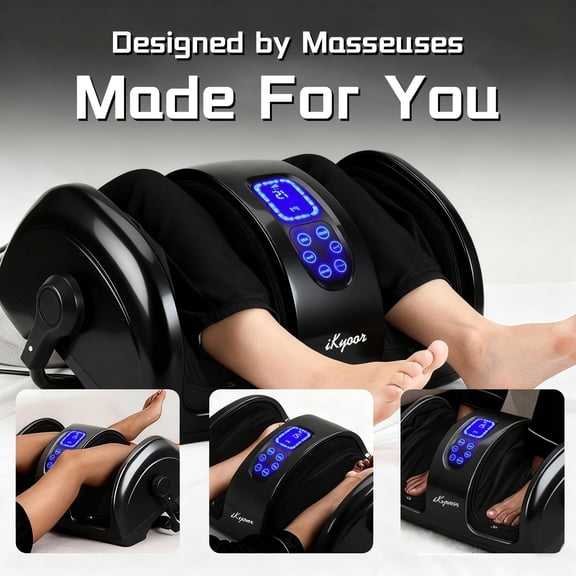 Shiatsu Foot Massager with Heat Deep Kneading Foot and Calf Leg Massager Machine for Relaxation, Muscle Pain Relief Massage (Black)