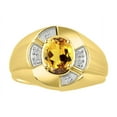 thumbnail image 1 of RYLOS Yellow Gold Plated Silver Ring 8X6MM Oval Gemstone &  Diamond Unisex Rings Citrine November Birthstone Ring Size 13, 1 of 7