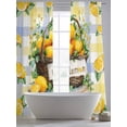 thumbnail image 4 of Lemon Basket Summer Sheer Curtains 84 Inch Length 2 Panels Set, Eucalyptus Blue Yellow Plaid Voile Window Treatment Rod Pocket Curtains Sheers Drapes for Bedroom/Living Room/Kitchen 52"x84"x2, 4 of 7