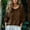 Brown women fall blouse a1, variant on thefmos Women Fall 3/4 Sleeve Button Down Blouse Round Neck Casual Basic Tops Solid Boho Loose Pullover Trendy Vacation Clothes, Blue L
